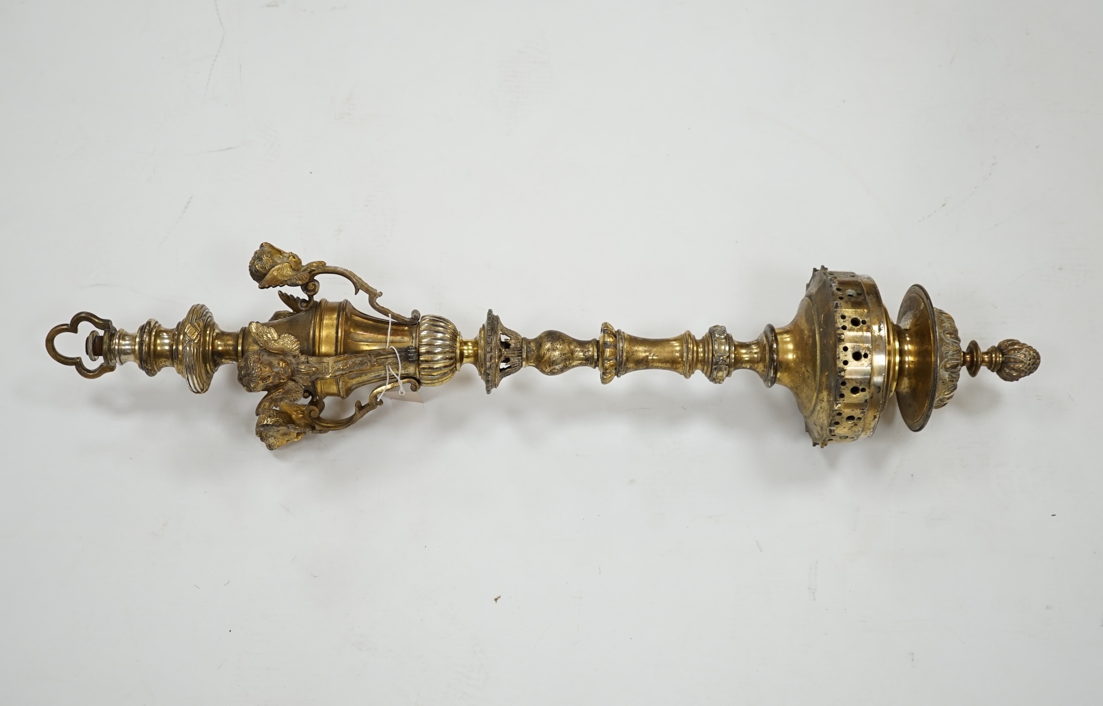 A late 19th/early 20th century ecclesiastical hanging censer, 101cm